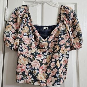 Abercrombie Floral Puff Sleeve Top